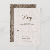 Moderne Rustic Woodgrain Wedding RSVP Kaart (Voorkant / Achterkant)