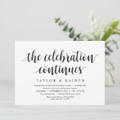 Moderne Rustic, Zwarte Script, Trouw Elopement Kaart (Staand voorkant)