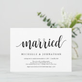 Moderne Rustic, Zwarte script, Trouw Elopement Kaart (Staand voorkant)