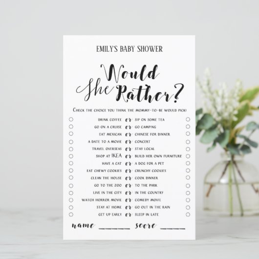 Moderne Rustieke Baby Shower Spel PRINTED (Staand voorkant)