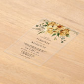 Moderne Rustieke Boho Bloemen Huwelijk Acryl Uitnodigingen (Laagn)