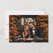 Moderne Rustieke boho Floral Fall bruiloft Bedankkaart (Voorkant)