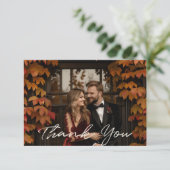 Moderne Rustieke boho Floral Fall bruiloft Bedankkaart (Staand voorkant)