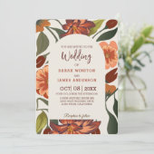 Moderne rustieke boho Floral Fall bruiloft Custom Kaart (Staand voorkant)