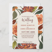 Moderne rustieke boho Floral Fall bruiloft Custom Kaart (Voorkant)