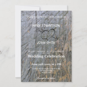 Moderne rustieke boomschors Arrow Heart Wedding Kaart