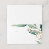 Moderne rustieke botanische groen escort kaarten (Buitenkant ongevouwen)