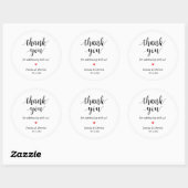 Moderne rustieke bruiloft diner dank u geschenken ronde sticker (Vel)