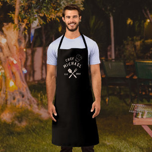Moderne Rustieke Chef Eigen Naam BBQ Volwassene Schort