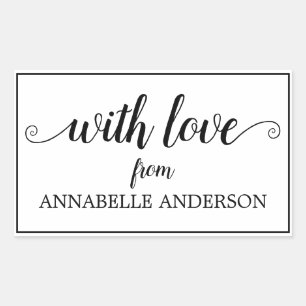 Moderne Rustieke Elegante Zwarte Script Met Liefde Rechthoekige Sticker
