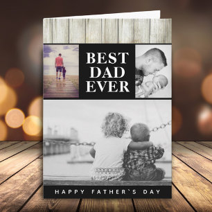 Moderne Rustieke Fotocollage Beste Papa Vaderdag Kaart