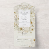 Moderne rustieke gedroogde madeliefjes Bloemen Gee All In One Uitnodiging (Binnen)