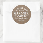 Moderne rustieke gepersonaliseerde bruiloft gunst  ronde sticker (Tas)