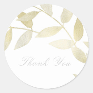 Moderne Rustieke Gouden Bladeren Botanische Bruilo Ronde Sticker