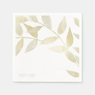 Moderne Rustieke Gouden Bladeren Botanische Bruilo Servet