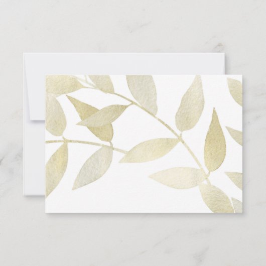 Moderne Rustieke Gouden Goud Bladeren Botanische R RSVP Kaartje (Achterkant)