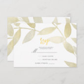 Moderne Rustieke Gouden Goud Bladeren Botanische R RSVP Kaartje (Voorkant / Achterkant)
