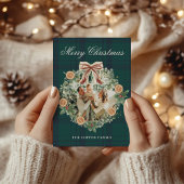 Moderne Rustieke Greenery Krans Foto Kerst Kaart