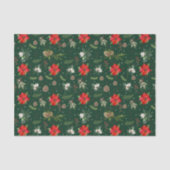 Moderne Rustieke Groene Botanische Bloemen Kerstmi Tissuepapier (Voorkant)
