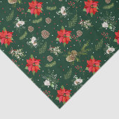 Moderne Rustieke Groene Botanische Bloemen Kerstmi Tissuepapier (Detail)