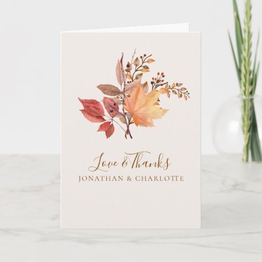 Moderne Rustieke Herfst Boho Bloem Bruiloft Bedankkaart (Voorkant)