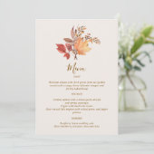 Moderne Rustieke Herfst Boho Bloem Bruiloft Menu (Staand voorkant)