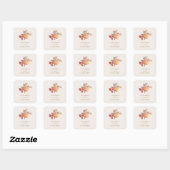 Moderne Rustieke Herfst Boho Bloem Bruiloft Vierkante Sticker (Vel)