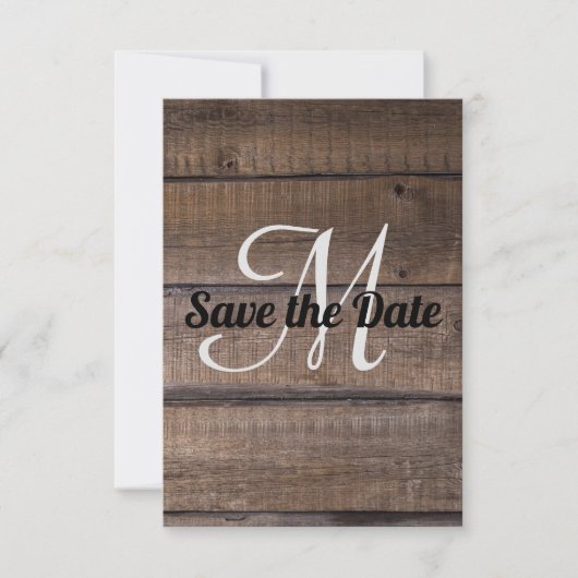 Moderne Rustieke Houten Save the Date Aankondiging (Voorkant)