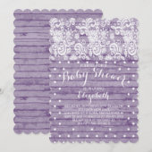 Moderne rustieke Kant Meisjes Baby shower Invitati Kaart (Voorkant / Achterkant)