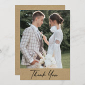 Moderne rustieke kraft foto bruiloft bedankkaart (Voorkant / Achterkant)