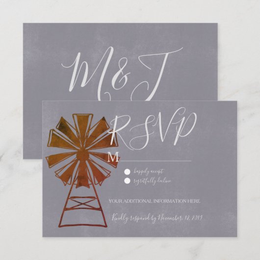 Moderne Rustieke Landelijke Windmolen Steen Kaart (Voorkant / Achterkant)