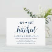 Moderne Rustieke, Marineblauwe script, Trouw Elope Kaart (Staand voorkant)