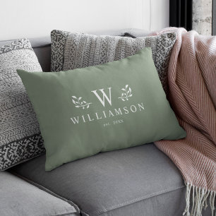 Moderne Rustieke Monogram Aangepaste Familienaam S Kussen