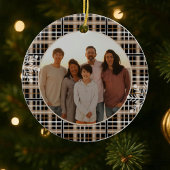 Moderne rustieke Plaid Sneeuwvlok Foto Keramisch Ornament