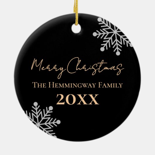 Moderne rustieke Plaid Sneeuwvlok Foto Keramisch Ornament (Achterkant)