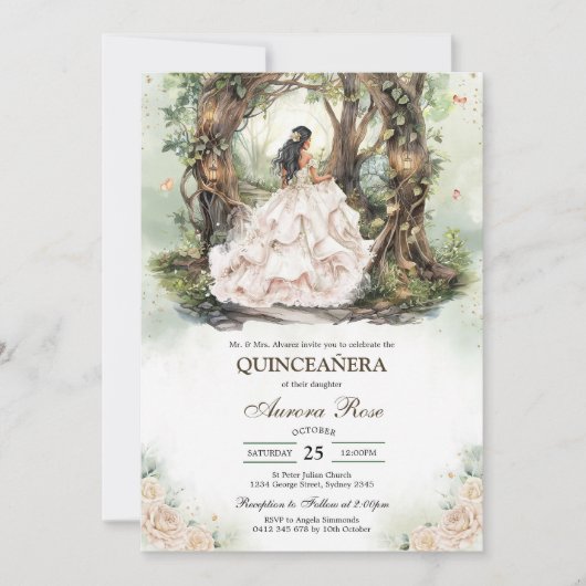 Moderne Rustieke Quinceanera Uitnodiging (Voorkant)