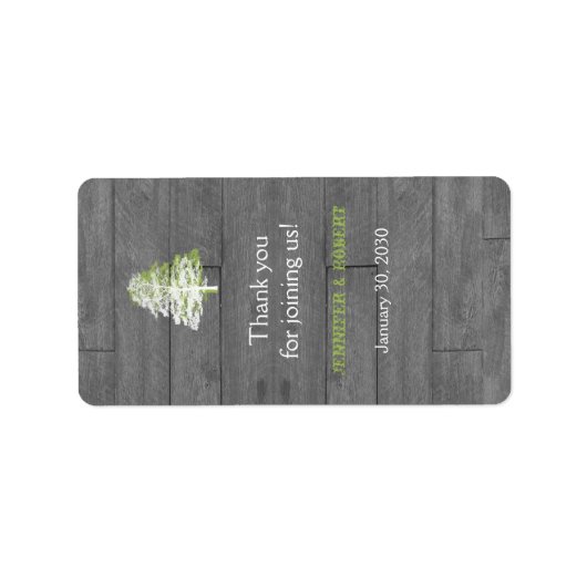 Moderne rustieke schuur hout bruiloft lippenbalsem etiket (Voorkant)