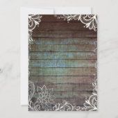 moderne rustieke schuurhouten kant bruiloft kaart (Achterkant)