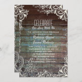 moderne rustieke schuurhouten kant bruiloft kaart (Voorkant / Achterkant)