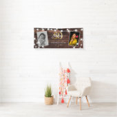 Moderne Rustieke Slingerlichtjes Goud 50e Verjaard Spandoek (Insitu)