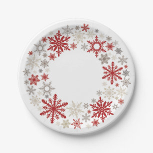 Moderne  rustieke sneeuwvlokkrans  monogram papieren bordje