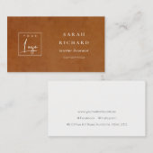 Moderne rustieke Tan Leather Texture Custom Logo Visitekaartje (Voorkant / Achterkant)
