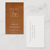 Moderne rustieke Tan Leather Texture Custom Logo Visitekaartje (Voorkant / Achterkant)