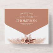 Moderne rustieke terracotta foto QR code bruiloft All In One Uitnodiging (Achterkant)