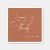 Moderne Rustieke Terracotta Script Liefde Dank Pap Servet (Voorkant)