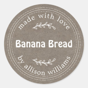 Moderne Rustieke Thuisgemaakte Banaanbrood Kraft P Ronde Sticker