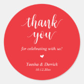 Moderne Rustieke Trouwdag Dank Geschenken Ronde Sticker (Voorkant)