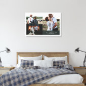 Moderne Rustieke Trouwfoto Collage Blad Monogram Canvas Afdruk (Insitu (Slaapkamer))