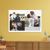 Moderne Rustieke Trouwfotocollage Blad Monogram Canvas Afdruk (Insitu (Woonkamer))