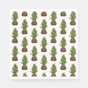 Moderne Rustieke Waterverf Kerstboom Vakantie Servet